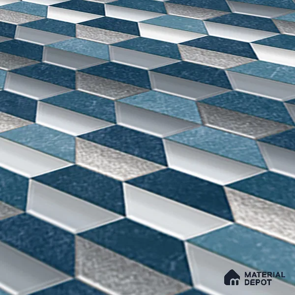 Geometric Wall & Floor Tile TL 07237 D Alpi 8002 GLM (Silver) 1 ft x 1 ft Ceramic Matte Finish - 9 mm  | 2 mm Spacer is Mandatory | Please Expect a Slight Variation of Pattern (Sample)